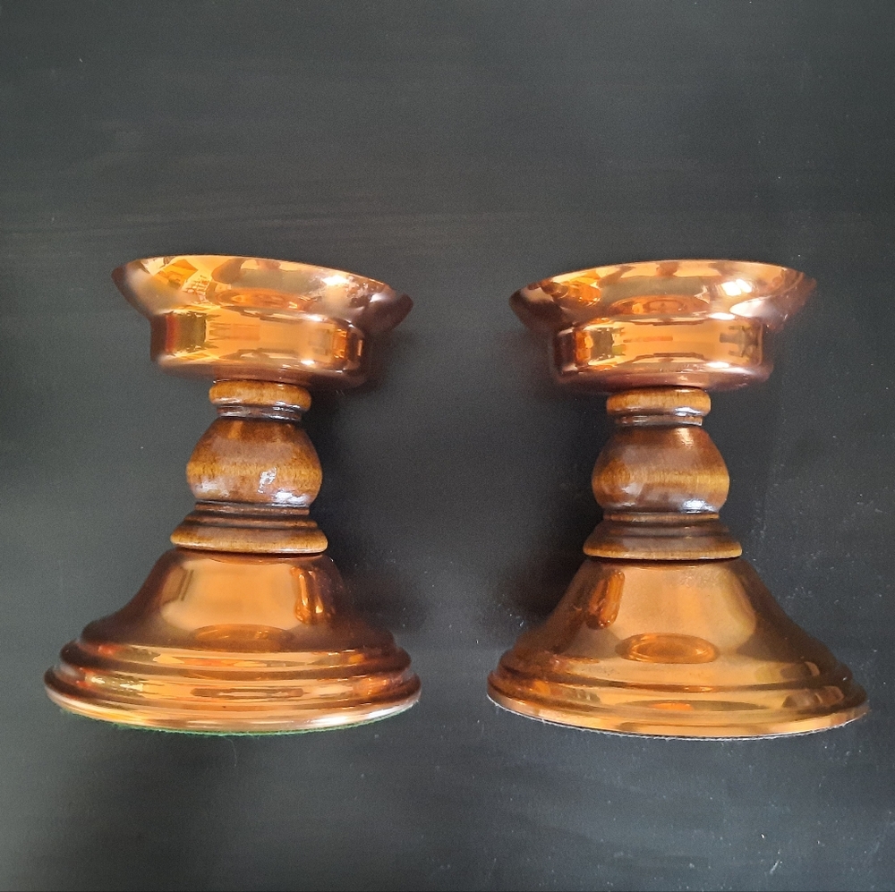 Vintage Coppercraft Guild Copper & Wood Candlestick Holders - Picture 7 of 10